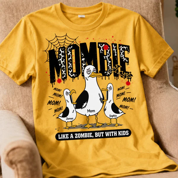 Personalized Classic Tee with Mombie Goose Art, Spiderweb Halloween Style, Unique Gift for Mom