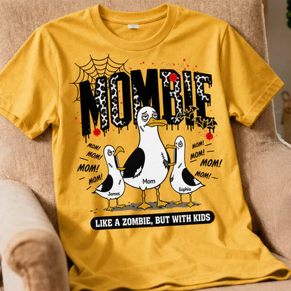 Personalized Classic Tee with Mombie Goose Art, Spiderweb Halloween Style, Unique Gift for Mom