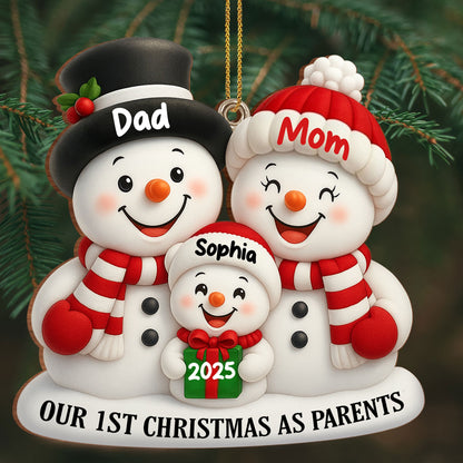 Our 1st Christmas As Parents Snowmen Ornament