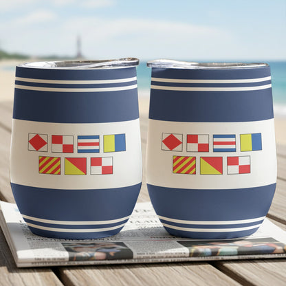 Personalized Nautical Signal Flags Eggshell Cup for Beach Days - Unique Stylish Gift for Boat & Travel Lovers