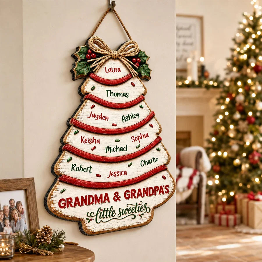 Personalized Wooden Sign, Grandma & Grandpa's Little Sweeties Decor, Unique Christmas Family Gift