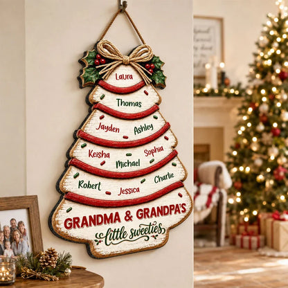 Personalized Wooden Sign, Grandma & Grandpa's Little Sweeties Decor, Unique Christmas Family Gift
