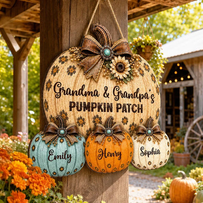 Grandma & Grandpa's Pumpkin Patch Wooden Sign, Warm Fall Family Decor, Personalized Creative Gift