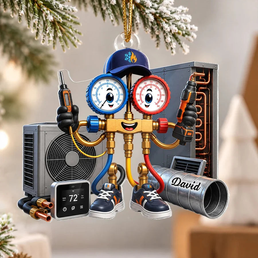 Personalized Acrylic Ornament, Cheerful HVAC Tools, Creative Gift Celebrating a Technician's Trade Pride