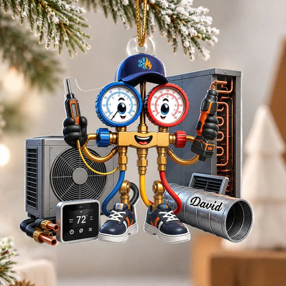Personalized Acrylic Ornament, Cheerful HVAC Tools, Creative Gift Celebrating a Technician's Trade Pride