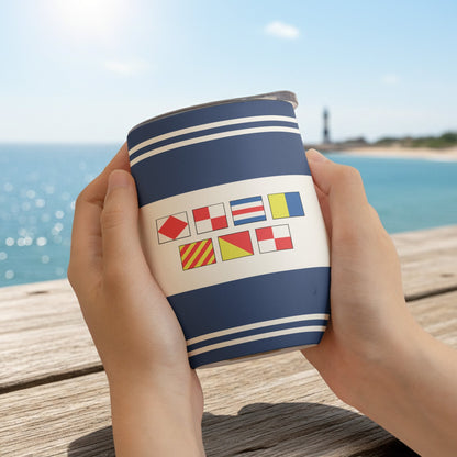 Personalized Nautical Signal Flags Eggshell Cup for Beach Days - Unique Stylish Gift for Boat & Travel Lovers