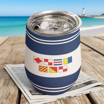 Personalized Nautical Signal Flags Eggshell Cup for Beach Days - Unique Stylish Gift for Boat & Travel Lovers