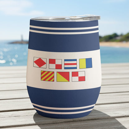 Personalized Nautical Signal Flags Eggshell Cup for Beach Days - Unique Stylish Gift for Boat & Travel Lovers