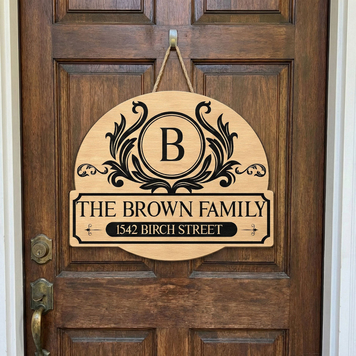 Custom Family Name Wooden Sign with Classic Monogram Look for Home Entry - Warm Welcome Decor, Thoughtful Holiday Gift