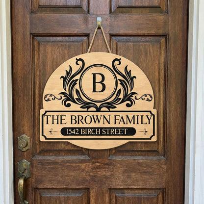 Custom Family Name Wooden Sign with Classic Monogram Look for Home Entry - Warm Welcome Decor, Thoughtful Holiday Gift