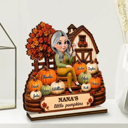 Grandma's Little Pumpkins Personalized Wooden Plaque, Heartfelt Autumn Keepsake, Creative Gift for Grandma