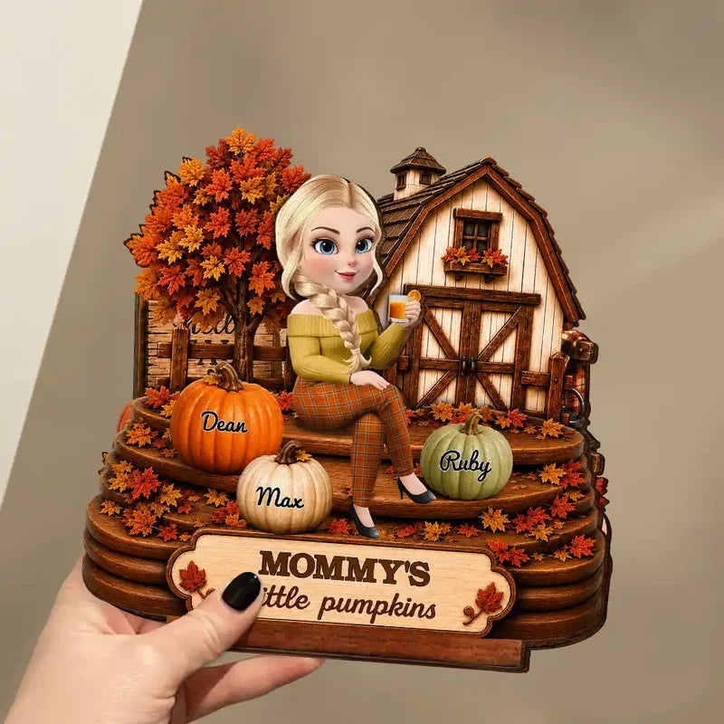 Grandma's Little Pumpkins Personalized Wooden Plaque, Heartfelt Autumn Keepsake, Creative Gift for Grandma