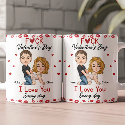 Ceramic Mug With Playful Valentine Hearts and Kiss Prints, Personalized Couple Gift, Funny Romantic Daily Coffee Surprise
