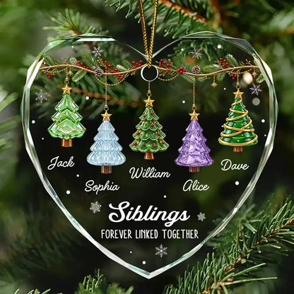 Personalized Christmas Ornament, Colorful Hanging Trees, Unique Sibling Gift for Brothers & Sisters