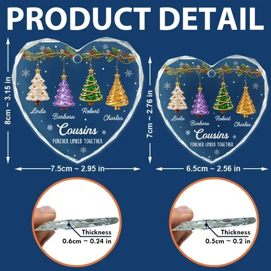 Personalized Christmas Ornament, Colorful Hanging Trees, Unique Sibling Gift for Brothers & Sisters