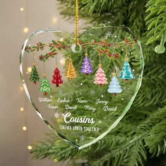 Personalized Christmas Ornament, Colorful Hanging Trees, Unique Sibling Gift for Brothers & Sisters