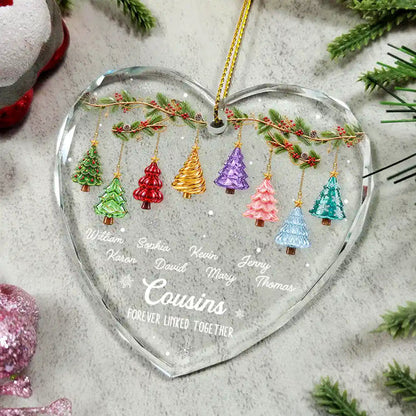Personalized Christmas Ornament, Colorful Hanging Trees, Unique Sibling Gift for Brothers & Sisters