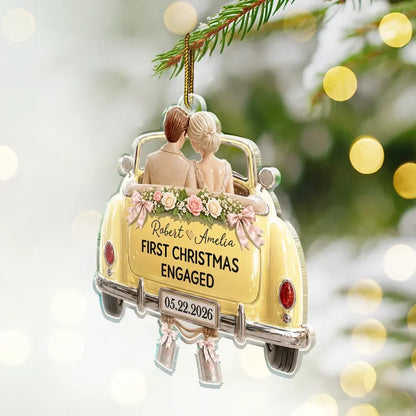 Personalized Acrylic Ornament, Newlywed Couple in Wedding Car, First Christmas As Mr & Mrs, Unique Couple Gift