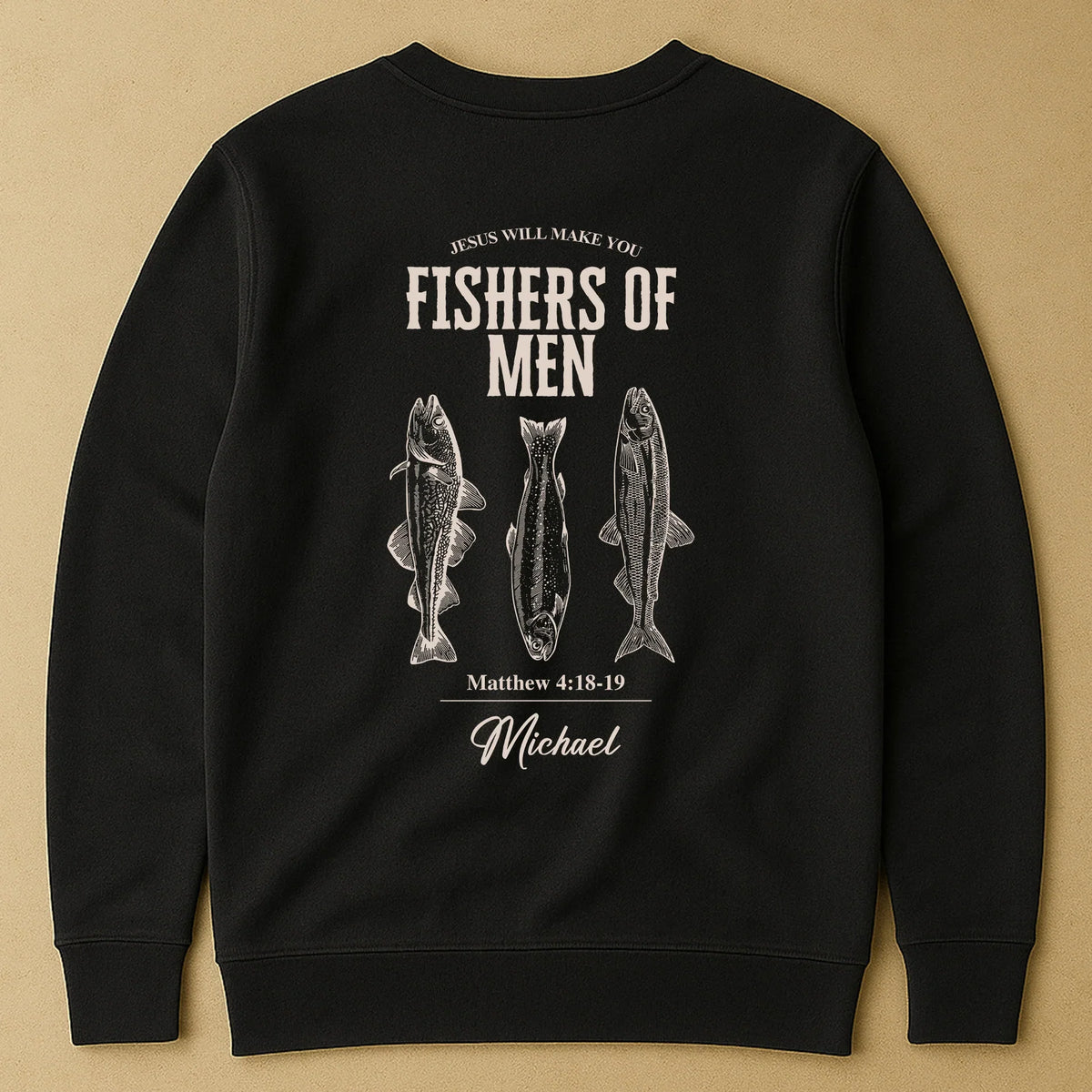Personalized Classic Tee, Fishers Of Men Bible Verse Shirt With Fish Illustration, Unique Gift For Fishermen