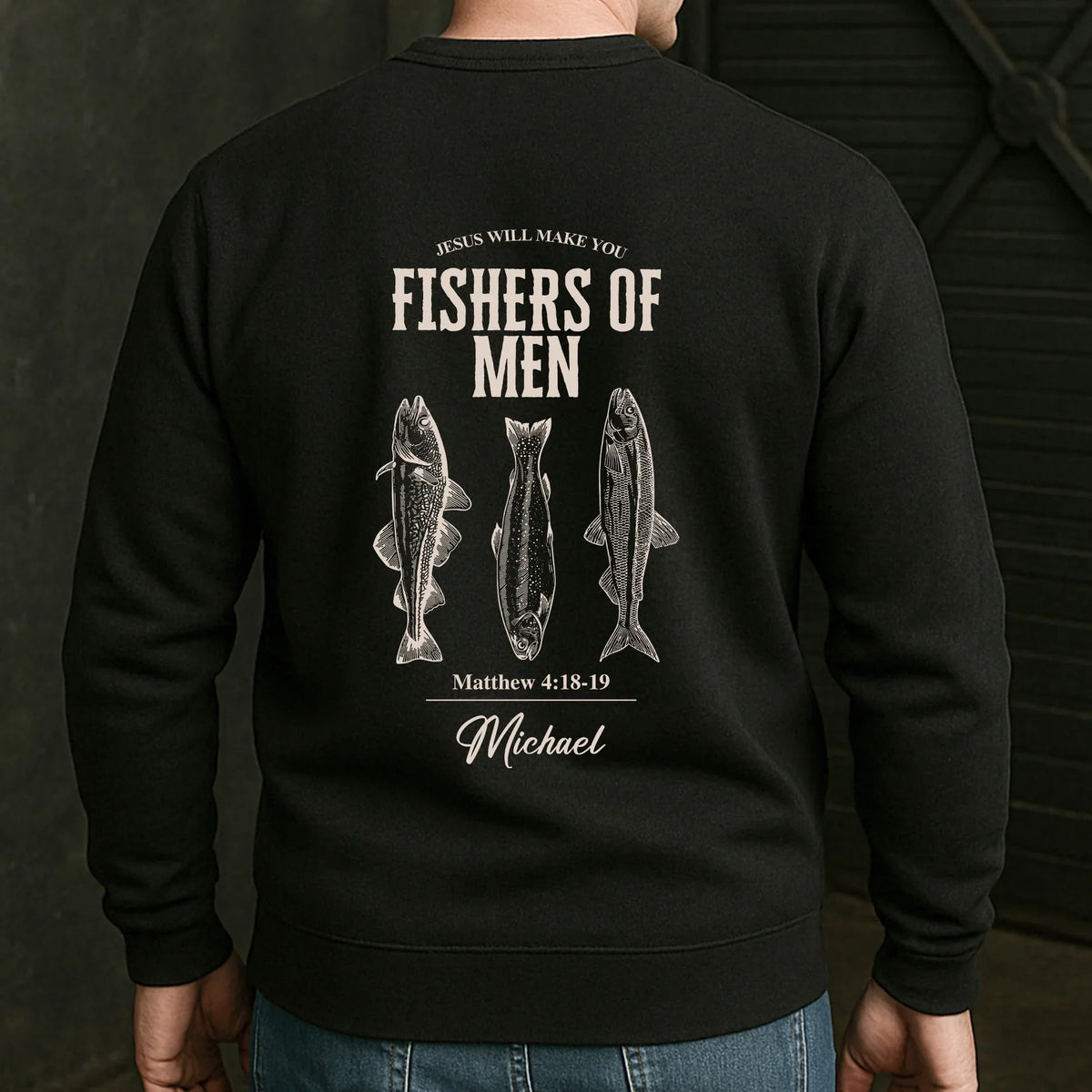 Personalized Classic Tee, Fishers Of Men Bible Verse Shirt With Fish Illustration, Unique Gift For Fishermen