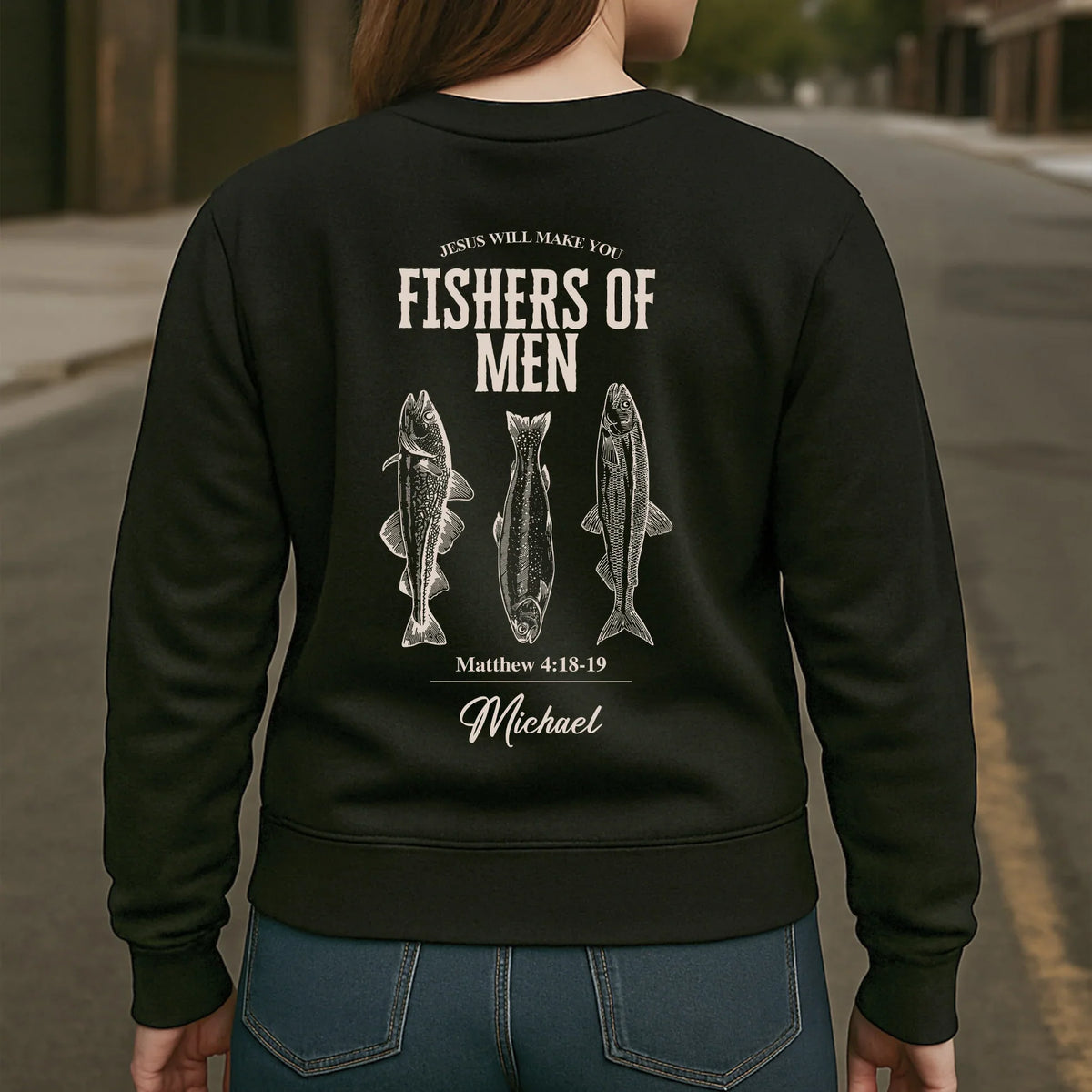 Personalized Classic Tee, Fishers Of Men Bible Verse Shirt With Fish Illustration, Unique Gift For Fishermen