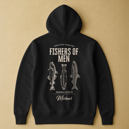 Personalized Classic Tee, Fishers Of Men Bible Verse Shirt With Fish Illustration, Unique Gift For Fishermen