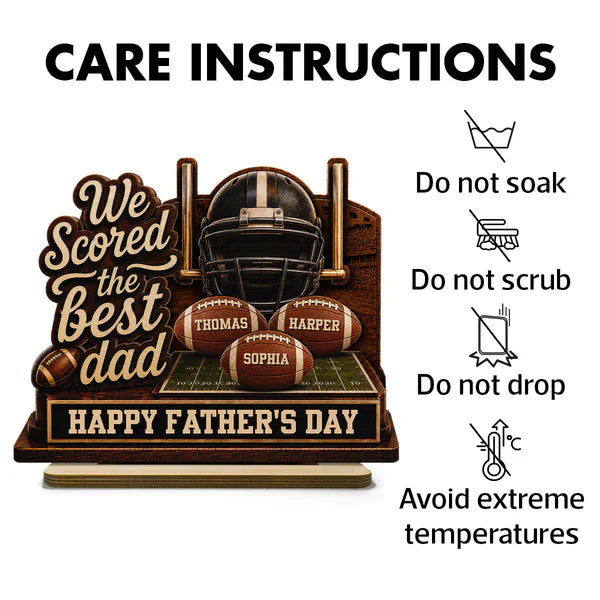 2-Layer Wooden Plaque, We Scored the Best Dad American Football Scene, Unique Creative Gift for Dad