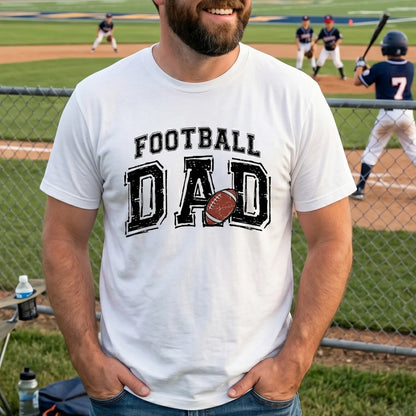 Football Dad Dual Print Classic Tee, Personalized Game Day Shirt with Custom Players on Back, Heartwarming Gift for Dad