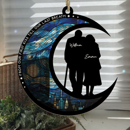 From Our First Kiss Till Our Last Breath – Personalized Wood and Acrylic Layered Ornament for Couples