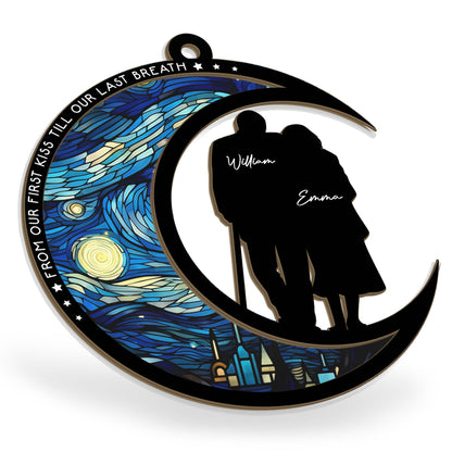 From Our First Kiss Till Our Last Breath – Personalized Wood and Acrylic Layered Ornament for Couples