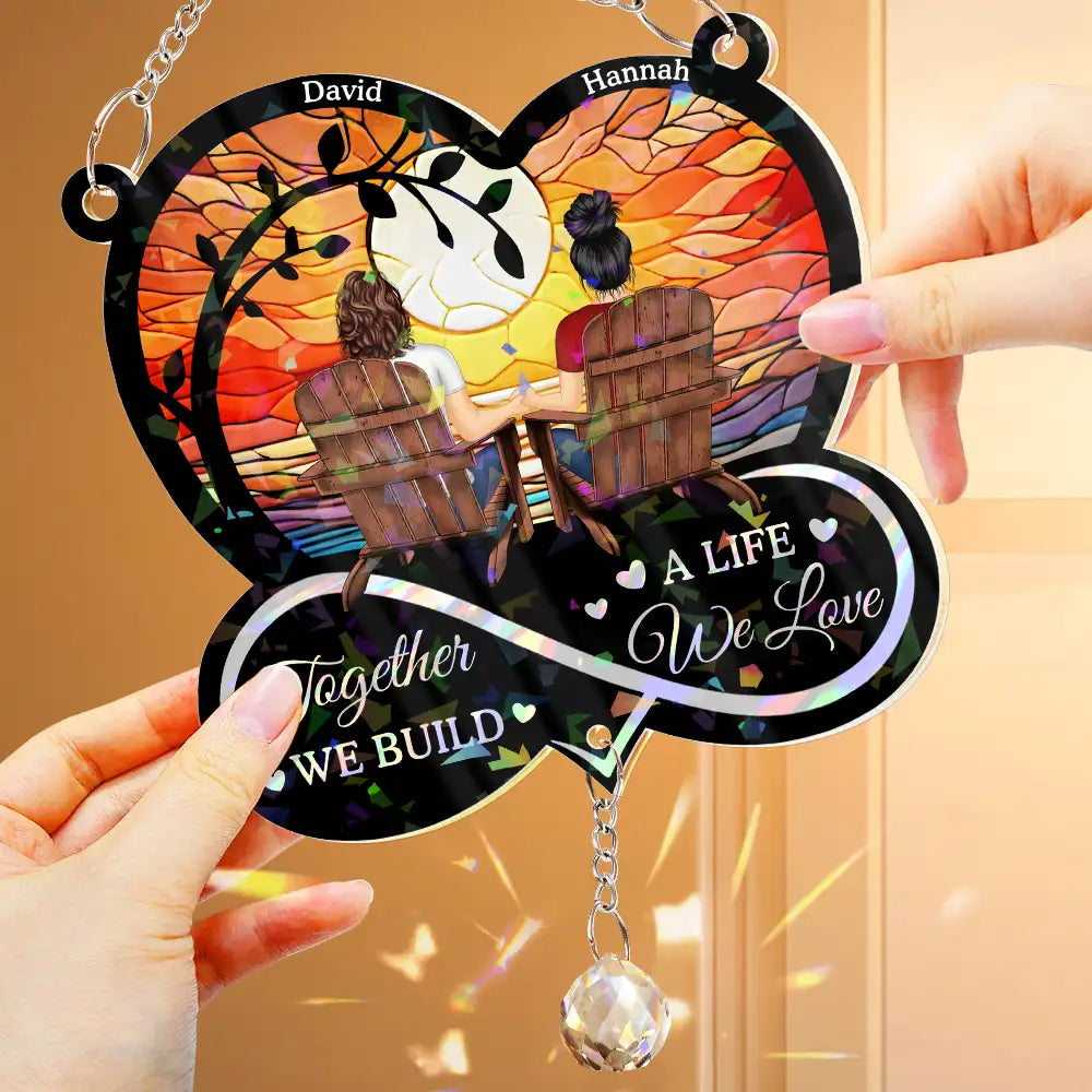 Gift For Couples, Gift For Husband, Gift For Wife, Gift For Boyfriend, Gift For Girlfriend, Love - From Our First Kiss Till Our Last Breath - Personalized Rainbow Suncatcher With Crystal Ball Prism