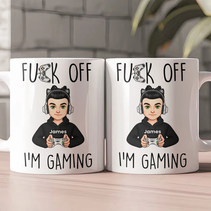 Mug with Custom Gamer Avatar, Do Not Disturb Theme, Fun & Cute Desk Coffee Cup, Unique Gift for Boyfriend or Coworker