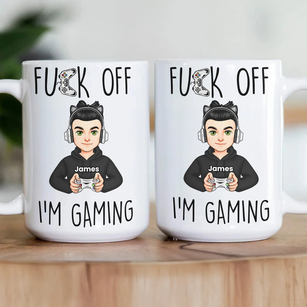 Mug with Custom Gamer Avatar, Do Not Disturb Theme, Fun & Cute Desk Coffee Cup, Unique Gift for Boyfriend or Coworker