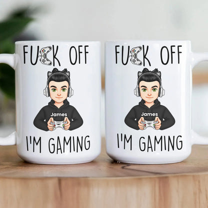Mug with Custom Gamer Avatar, Do Not Disturb Theme, Fun & Cute Desk Coffee Cup, Unique Gift for Boyfriend or Coworker
