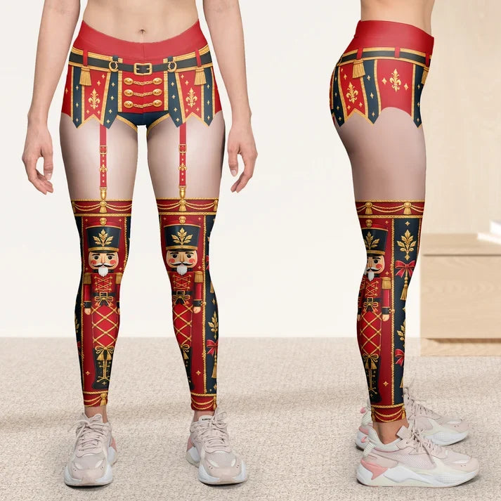 Personalized Women's Leggings, Custom Santa Outfit Illusion for Christmas Tree Gatherings, Unique Gift for Her