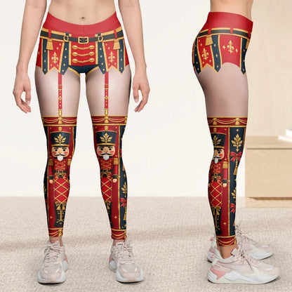 Personalized Women's Leggings, Custom Santa Outfit Illusion for Christmas Tree Gatherings, Unique Gift for Her
