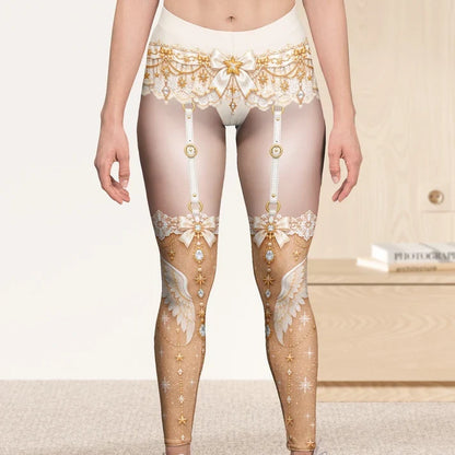 Personalized Women's Leggings, Custom Santa Outfit Illusion for Christmas Tree Gatherings, Unique Gift for Her