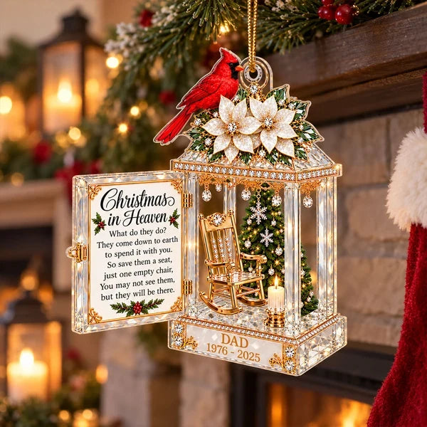 Christmas in Heaven Acrylic Ornament with Empty Chair, Personalized Creative Remembrance Gift for Family