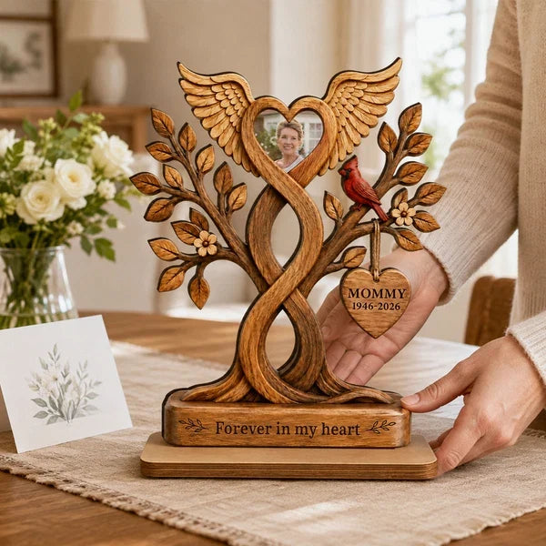 Forever in My Heart Personalized 2-Layer Wooden Plaque, Creative Remembrance Gift for Mom and Loved Ones