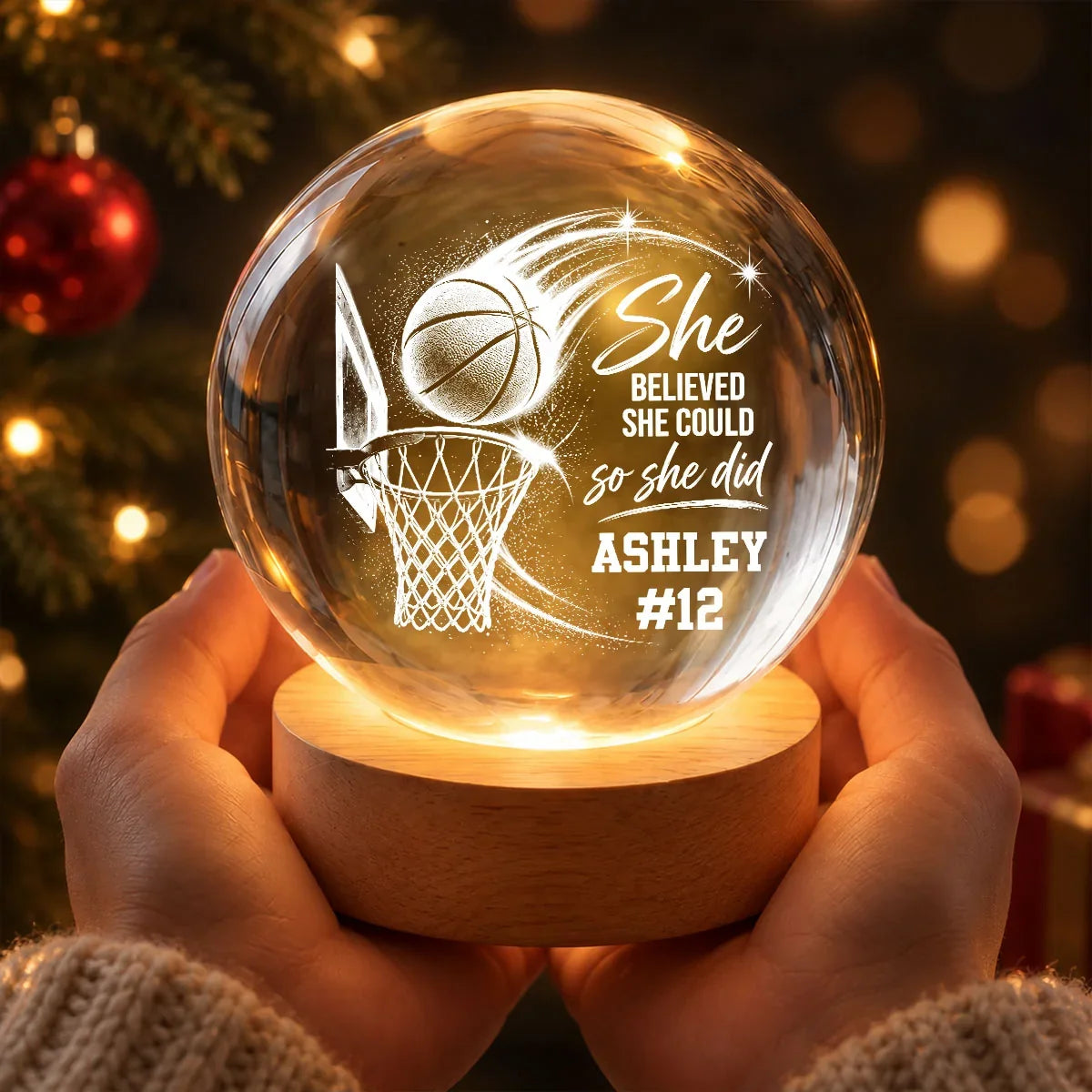 Basketball Globe Lamp, She Believed She Could Design, Personalized Creative Gift for Players and Coaches