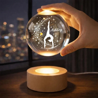 Warm Amber Globe Lamp with Starlit Split Handstand, Personalized Creative Gift for a Daughter or Granddaughter