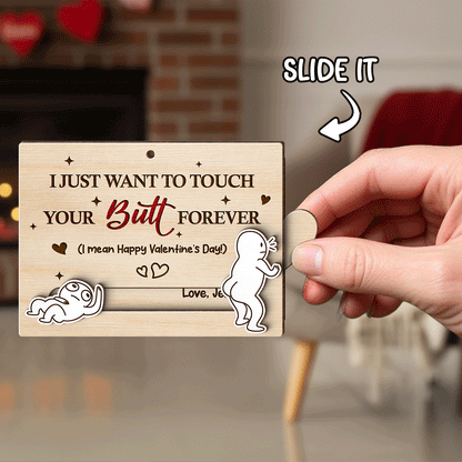 Personalized Wooden Sliding Ornament Funny Butt Quote for Couples - Unique Valentine's Day Gift for Him or Her