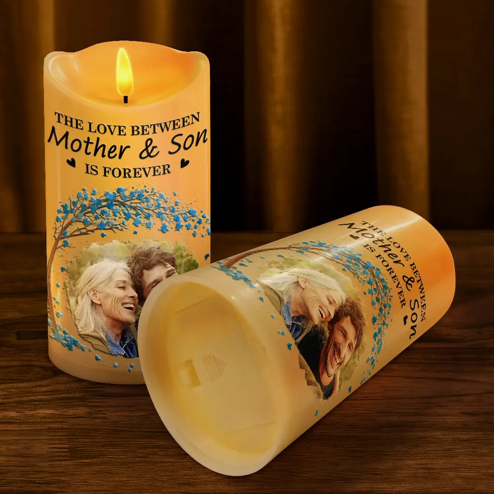 Gift For Mother, Mom - Daughters (Adult), Gift For Daughter, Gift For Son, Mom - Sons - Custom Photo The Love Between Mother & Daughters Is Forever - Personalized Flameless LED Candle