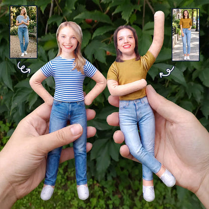Personalized Photo Squishy Plush Doll, Friends Posing and Waving, Unique Gift for a Bestie, Coworker, BFF