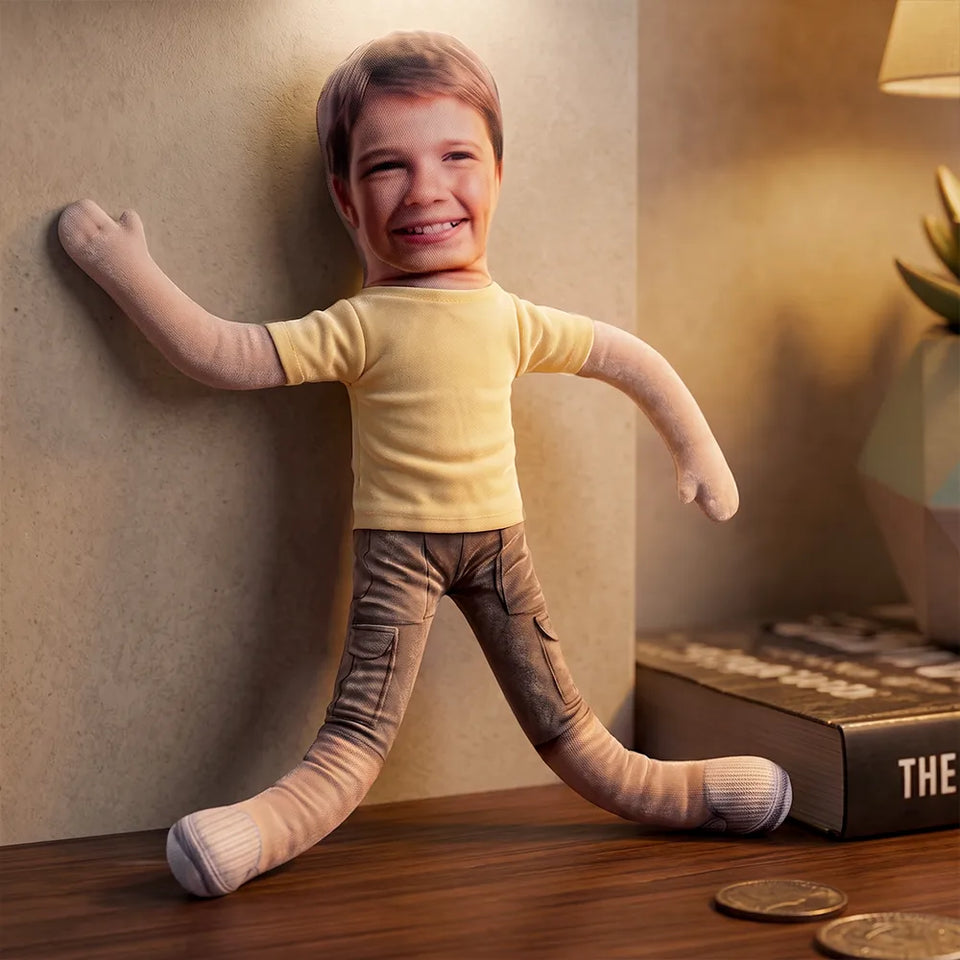Personalized Photo Squishy Plush Doll, Friends Posing and Waving, Unique Gift for a Bestie, Coworker, BFF