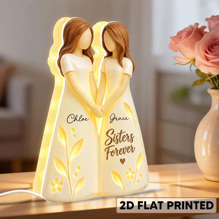 Personalized Acrylic Light Box, Sisters Forever with Soft Warm Glow, Creative Keepsake Gift for Family