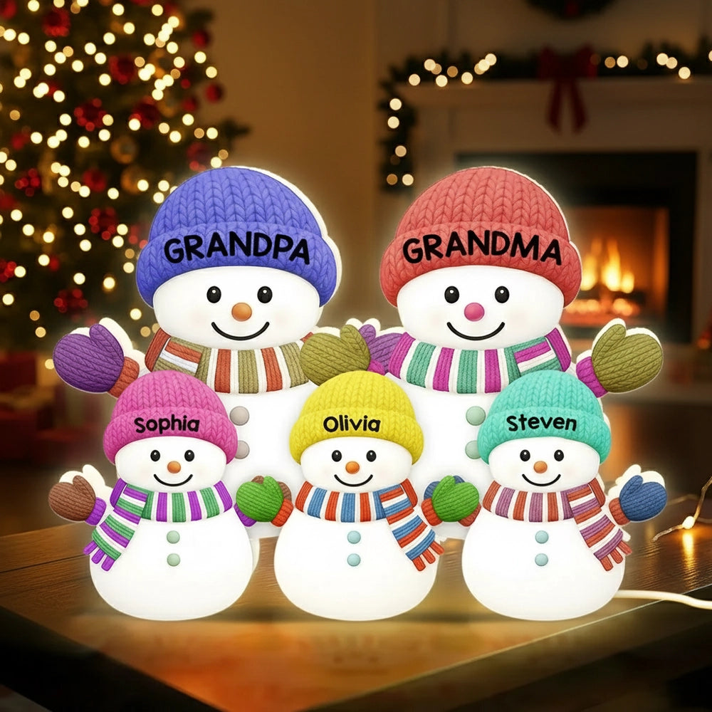 Acrylic Light Box with Snowman Family Scene | Cozy Christmas Atmosphere, Gift-Ready for Loved Ones
