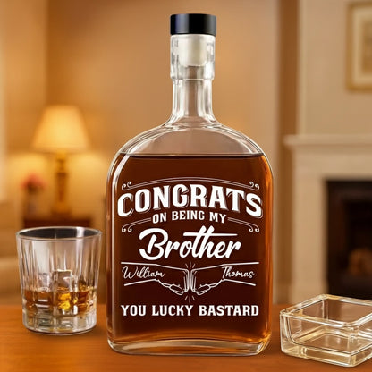 Spirits Decanter, Personalized Custom and Airtight Stopper, Unique Funny Gift for Brother, Home Bar Elegance