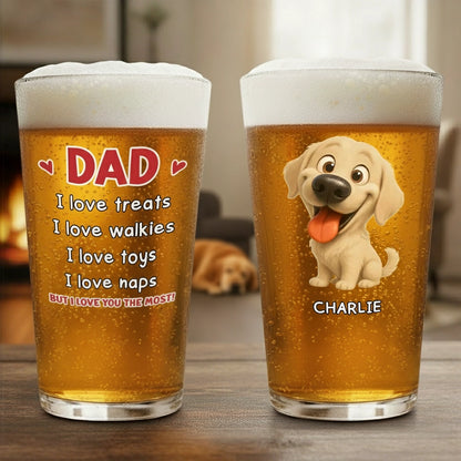 Dog-Themed Beer Glass for Dad – Cute Illustration Design, Heartwarming Gift for Father’s Day