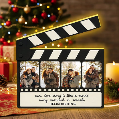 Clapperboard Acrylic Light Box, Personalized Photos and Warm Glow Bedroom Decor for Couples, a Unique Romantic Gift